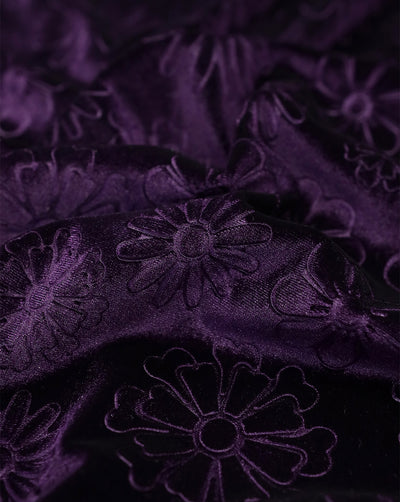 PURPLE EMBOSSED VELVET FABRIC ( WIDTH 58 INCHES )
