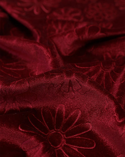 MAROON EMBOSSED VELVET FABRIC ( WIDTH 58 INCHES )