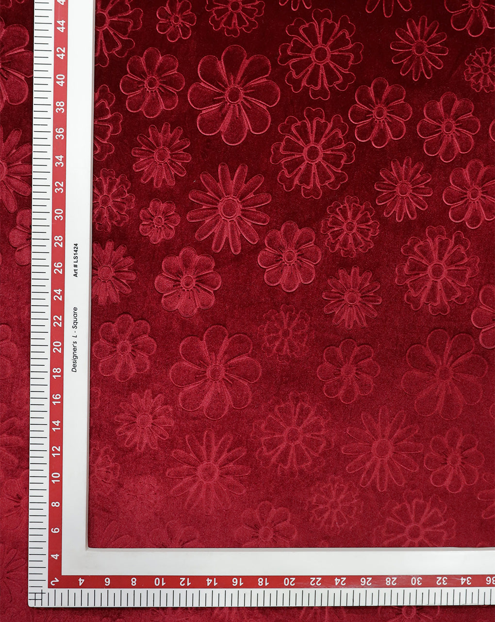 MAROON EMBOSSED VELVET FABRIC ( WIDTH 58 INCHES )