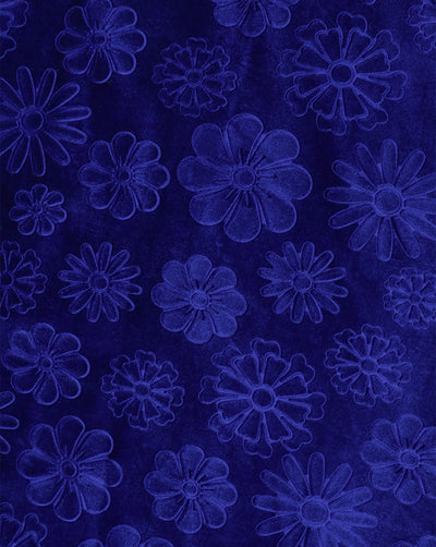 ROYAL BLUE EMBOSSED VELVET FABRIC ( WIDTH 58 INCHES )