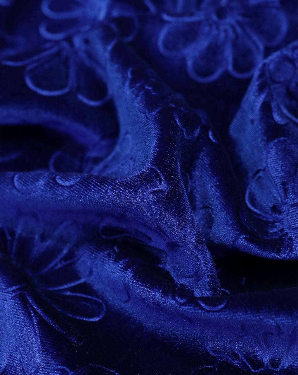 ROYAL BLUE EMBOSSED VELVET FABRIC ( WIDTH 58 INCHES )