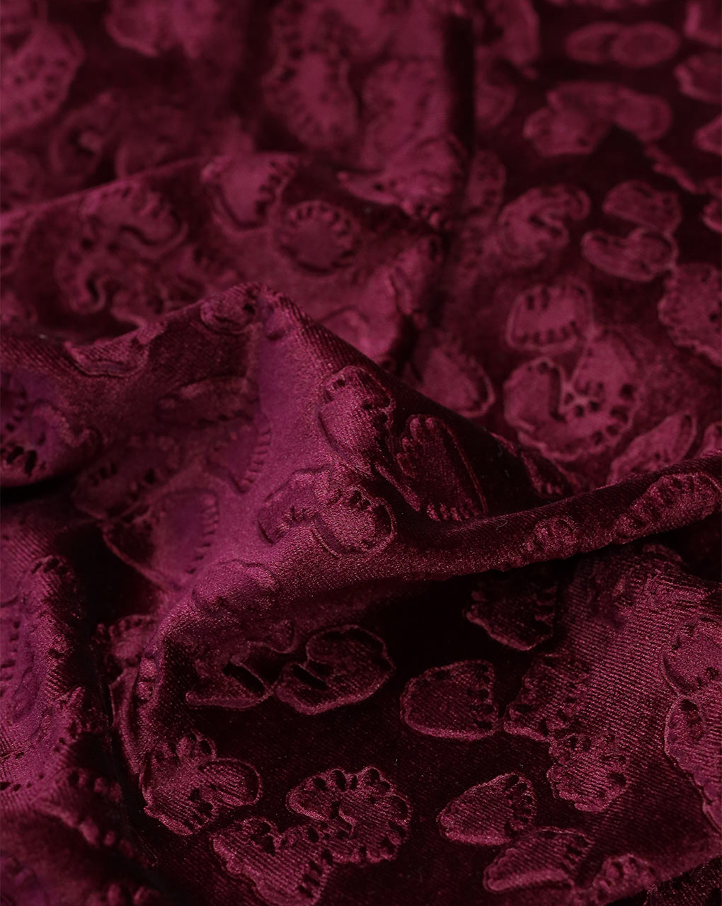 WINE EMBOSSED VELVET FABRIC ( WIDTH 58 INCHES )