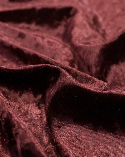 DARK MAROON PLAIN CRUSH VELVET LYCRA FABRIC ( WIDTH 58 INCHES )