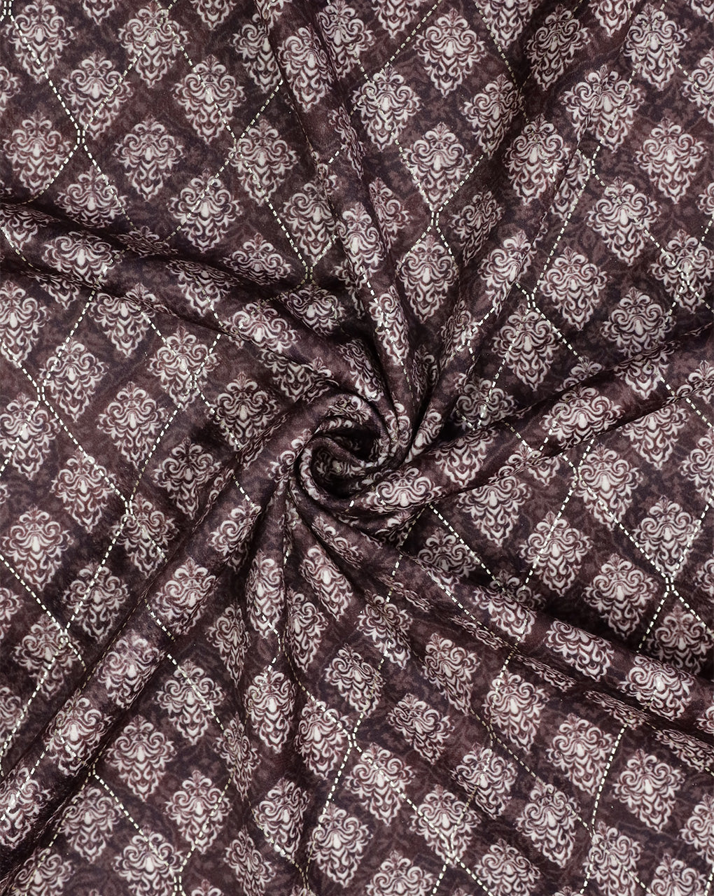 BROWN ABSTRACT DESIGN PRINTED VELVET FABRIC ( WIDTH 58 INCHES )