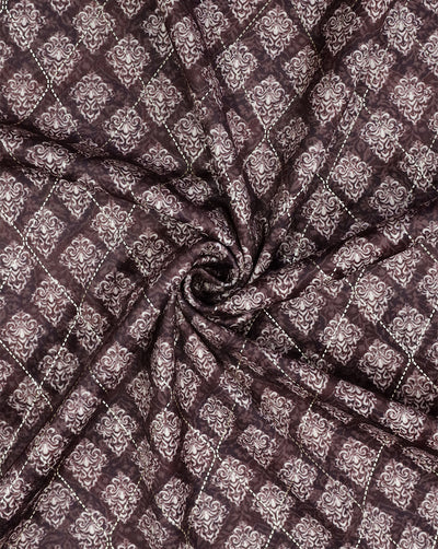 BROWN ABSTRACT DESIGN PRINTED VELVET FABRIC ( WIDTH 58 INCHES )