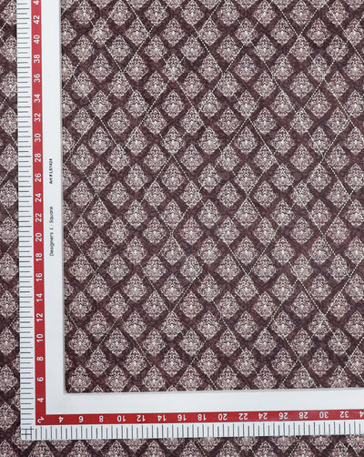 BROWN ABSTRACT DESIGN PRINTED VELVET FABRIC ( WIDTH 58 INCHES )