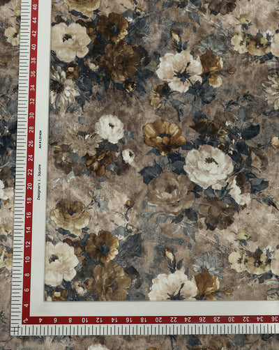 MULTICOLOR FLORAL DESIGN PRINTED VELVET FABRIC ( WIDTH 58 INCHES )