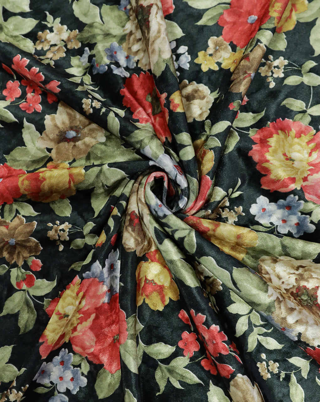 MULTICOLOR FLORAL DESIGN PRINTED VELVET FABRIC ( WIDTH 58 INCHES )