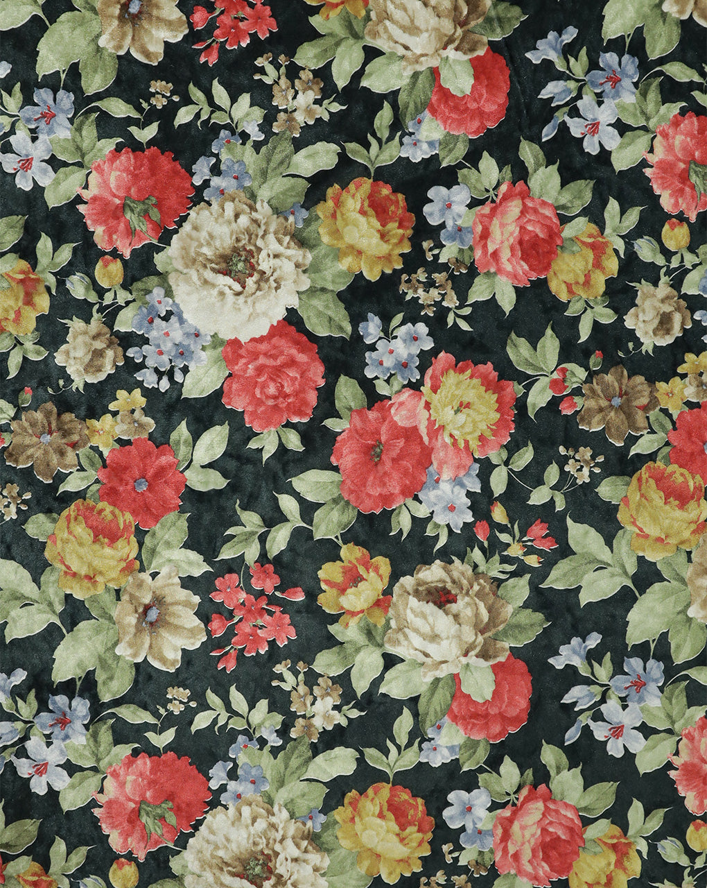 MULTICOLOR FLORAL DESIGN PRINTED VELVET FABRIC ( WIDTH 58 INCHES )