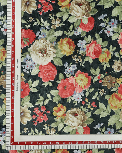 MULTICOLOR FLORAL DESIGN PRINTED VELVET FABRIC ( WIDTH 58 INCHES )