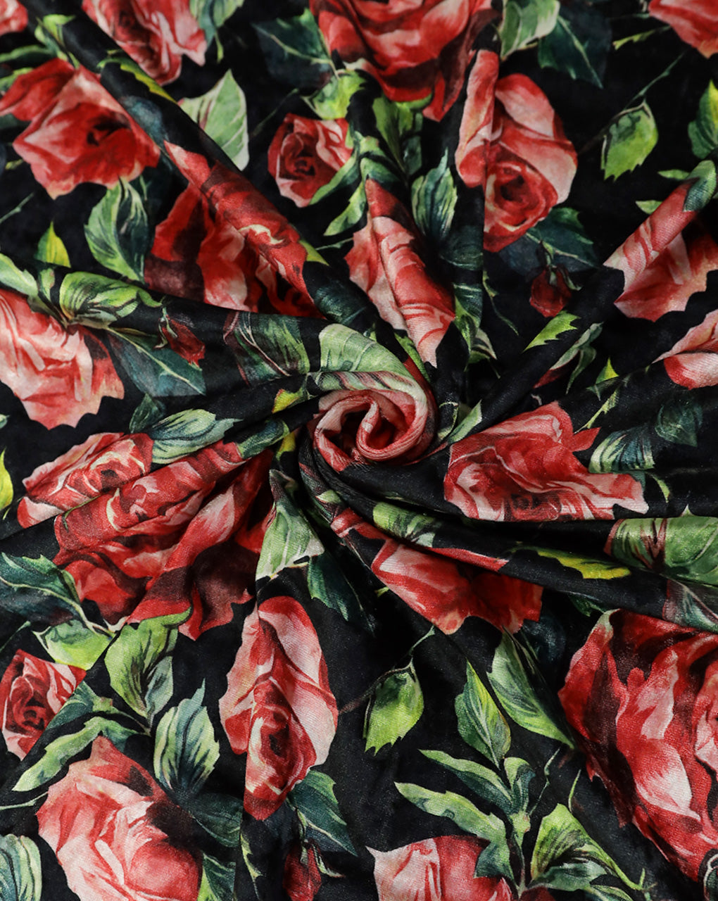 MULTICOLOR FLORAL DESIGN PRINTED VELVET FABRIC ( WIDTH 58 INCHES )