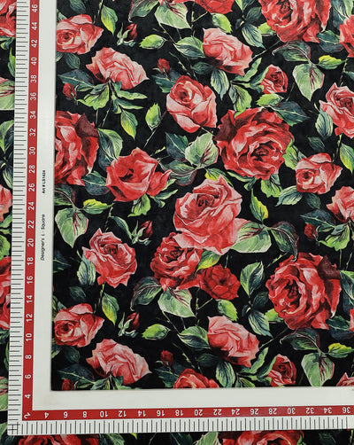MULTICOLOR FLORAL DESIGN PRINTED VELVET FABRIC ( WIDTH 58 INCHES )