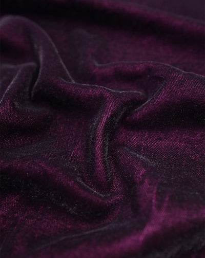 WINE PURPLE PLAIN POLYESTER MICRO VELVET FABRIC ( WIDTH 58 INCHES )