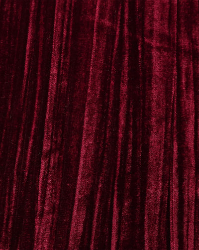 DARK MAROON PLEATED POLYESTER VELVET FABRIC ( WIDTH 44 INCHES )