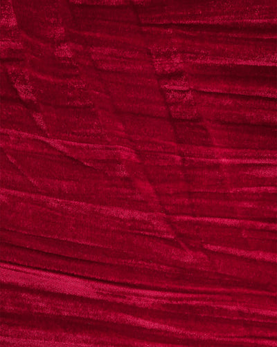 DARK RED PLEATED POLYESTER VELVET FABRIC ( WIDTH 44 INCHES )