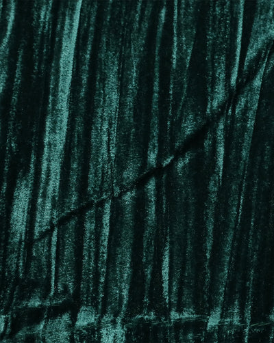 DARK GREEN PLEATED POLYESTER VELVET FABRIC ( WIDTH 44 INCHES )