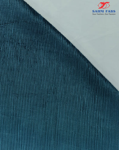 SEA GREEN OMBRE PATTERN POLYESTER PLEATED VELVET FABRIC