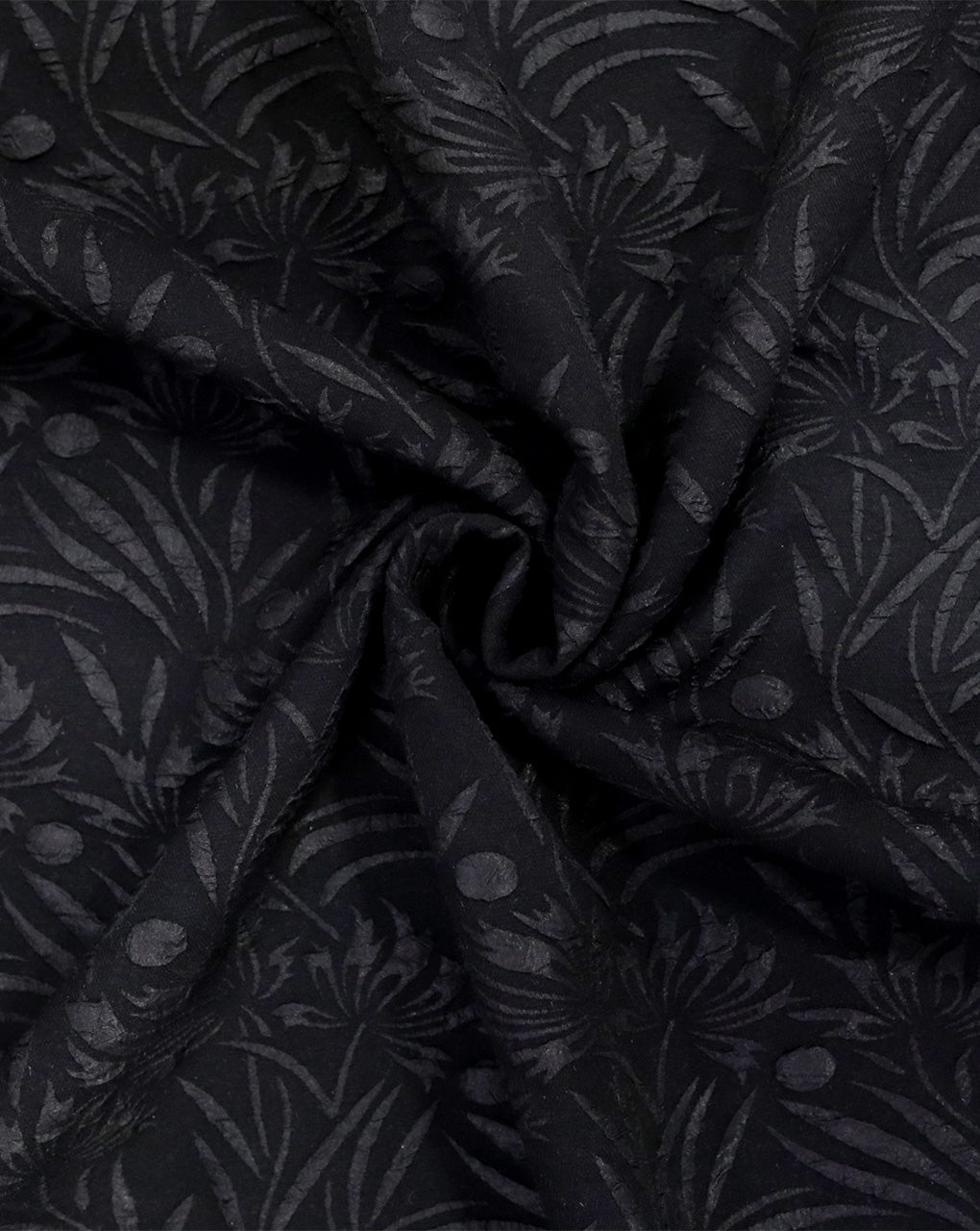 BLACK POLYESTER EMBOSSED JACQUARD FABRIC (WIDTH 58 INCHES)