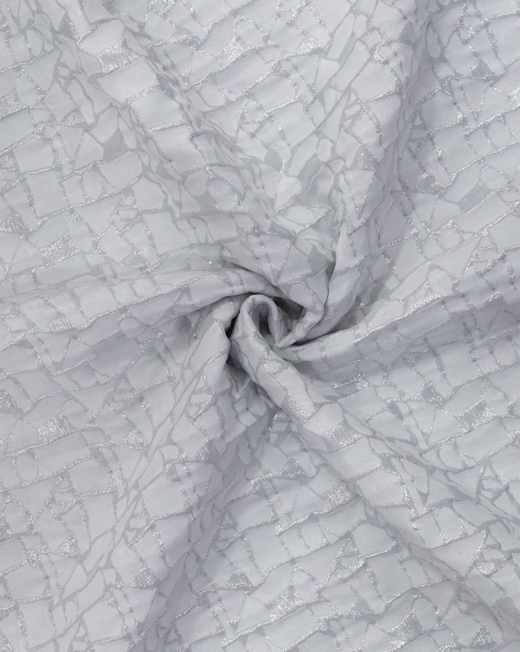 WHITE POLYESTER EMBOSSED JACQUARD FABRIC