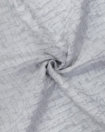 WHITE POLYESTER EMBOSSED JACQUARD FABRIC