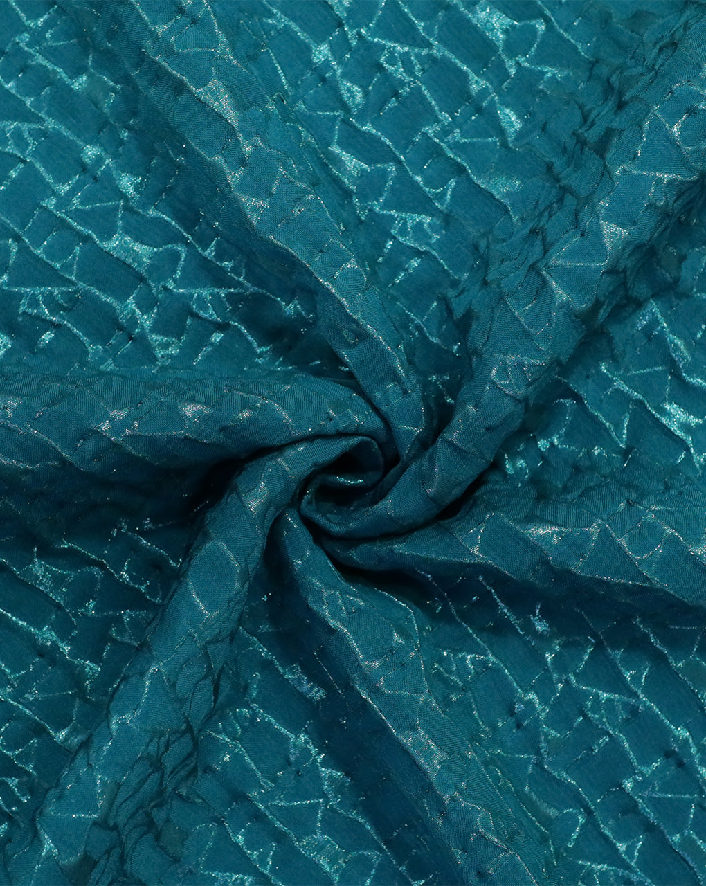 SEA GREEN POLYESTER EMBOSSED JACQUARD FABRIC
