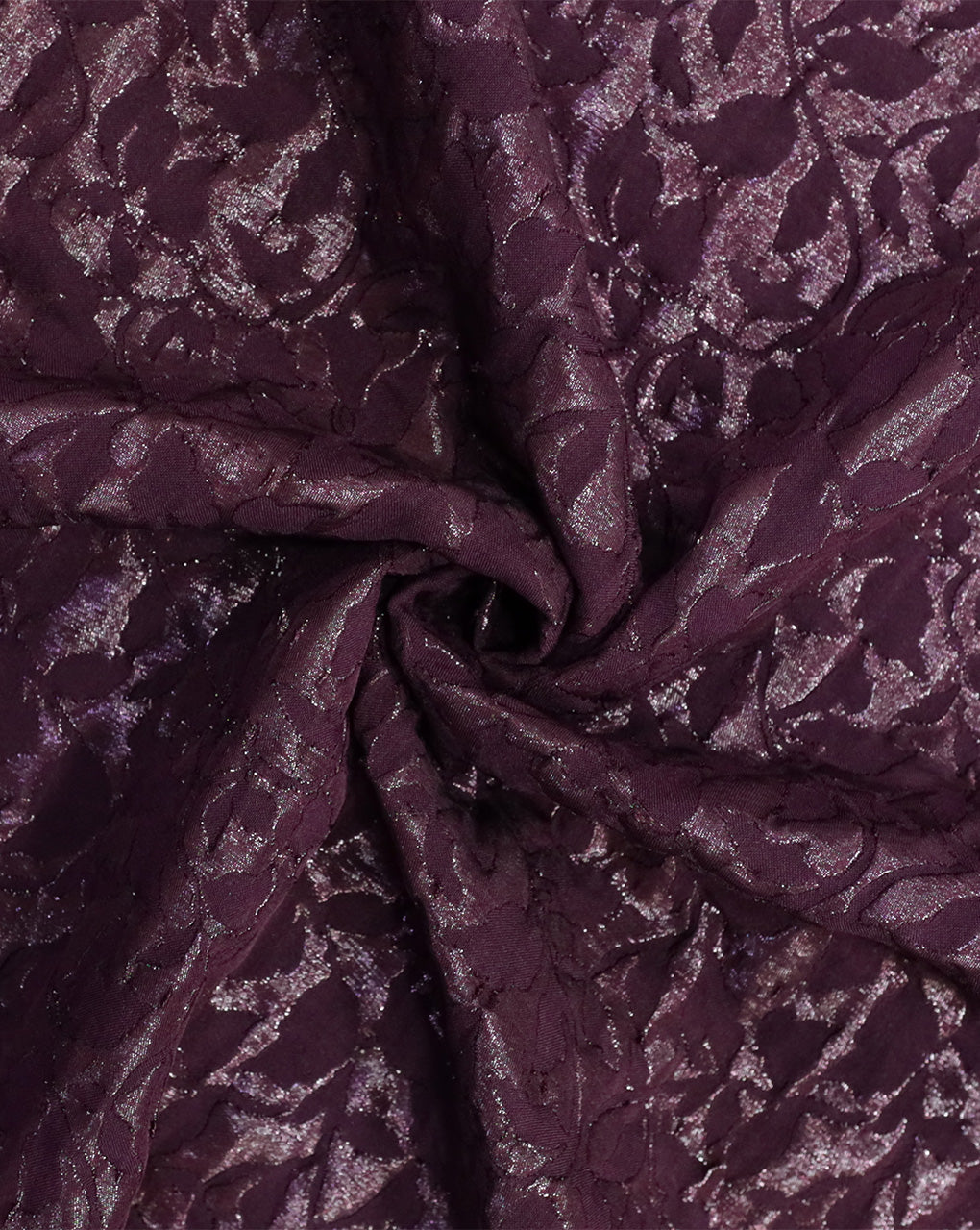 WINE COLOR POLYESTER EMBOSSED JACQUARD FABRIC