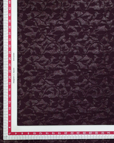 WINE COLOR POLYESTER EMBOSSED JACQUARD FABRIC