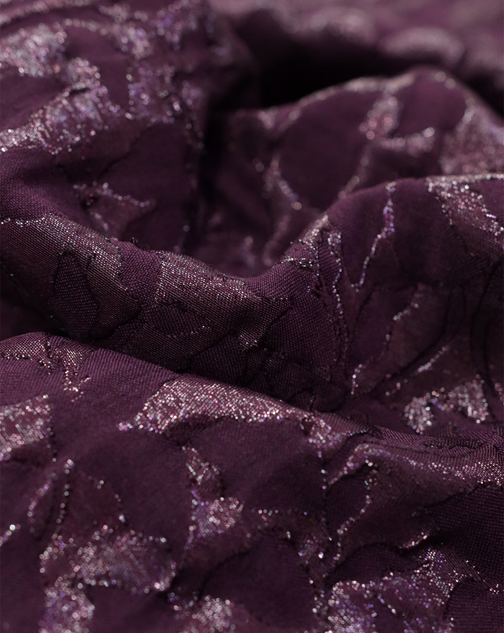 WINE COLOR POLYESTER EMBOSSED JACQUARD FABRIC