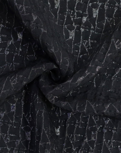 BLACK POLYESTER EMBOSSED JACQUARD FABRIC