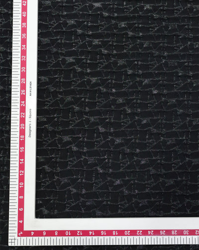 BLACK POLYESTER EMBOSSED JACQUARD FABRIC