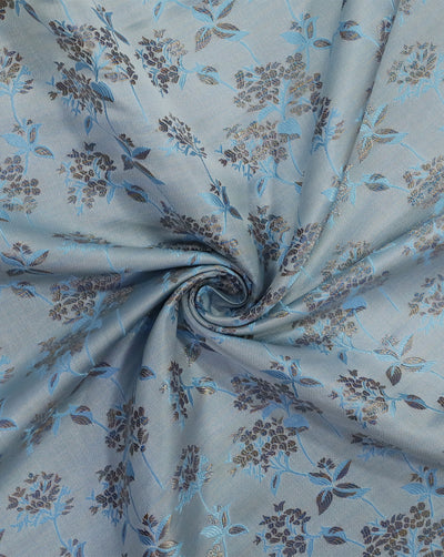 SKY BLUE FLORAL DESIGN POLYESTER JACQUARD FABRIC