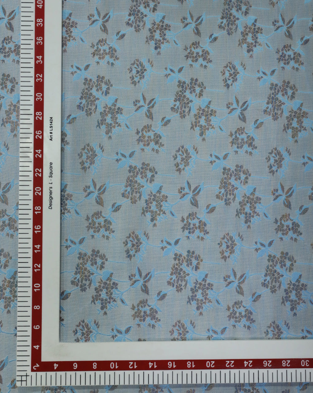 SKY BLUE FLORAL DESIGN POLYESTER JACQUARD FABRIC