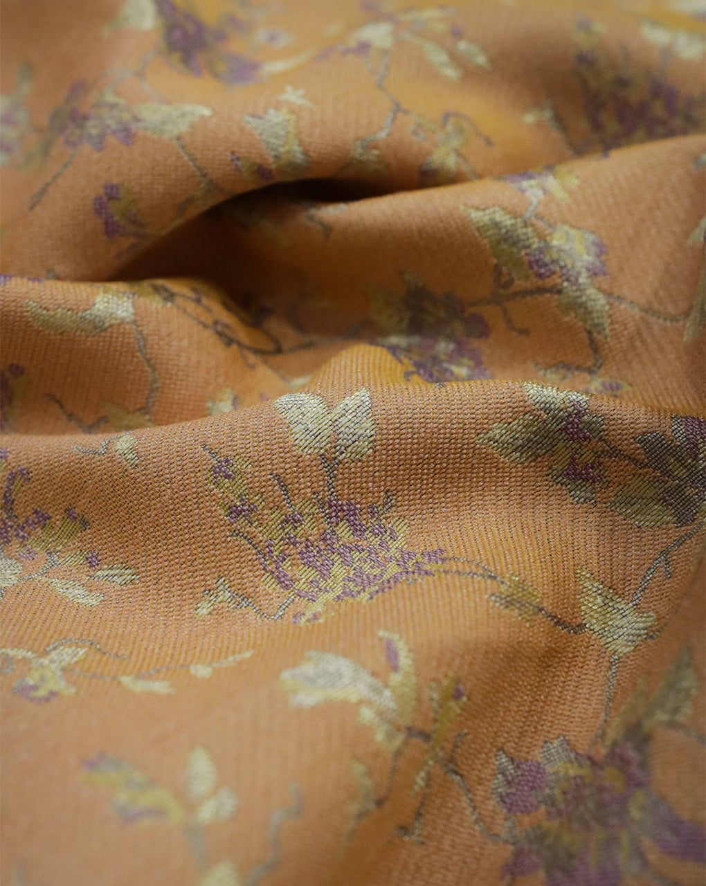 ORANGE COLOR FLORAL DESIGN POLYESTER JACQUARD FABRIC