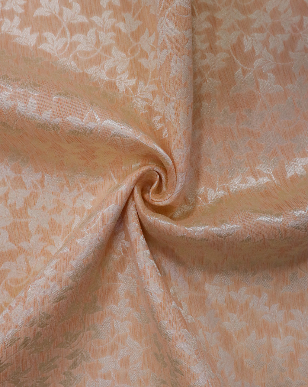 LIGHT ORANGE FLORAL DESIGN POLYESTER JACQUARD FABRIC