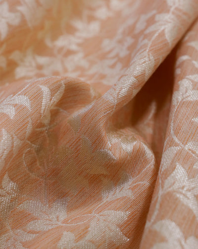 LIGHT ORANGE FLORAL DESIGN POLYESTER JACQUARD FABRIC