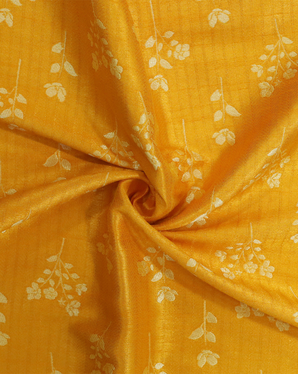 YELLOW FLORAL DESIGN POLYESTER JACQUARD FABRIC