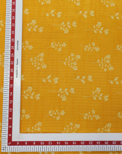 YELLOW FLORAL DESIGN POLYESTER JACQUARD FABRIC