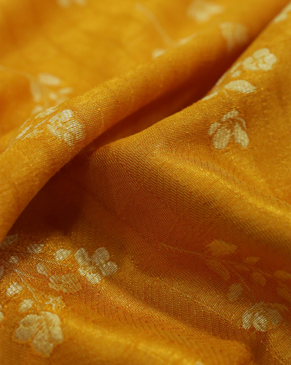 YELLOW FLORAL DESIGN POLYESTER JACQUARD FABRIC