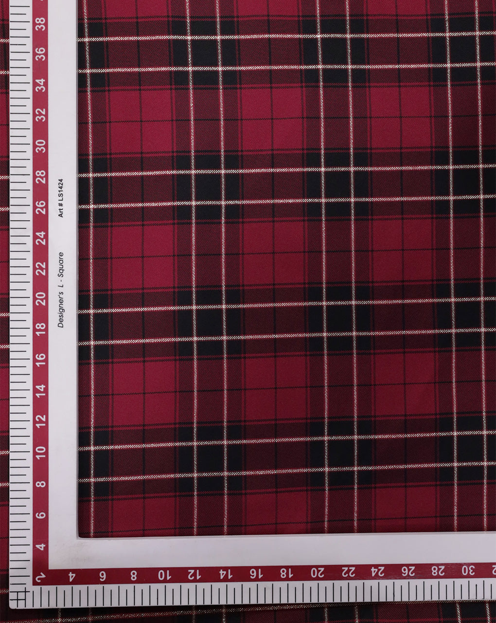 RED & BLACK CHECKS DESIGN POLYESTER JACQUARD FABRIC