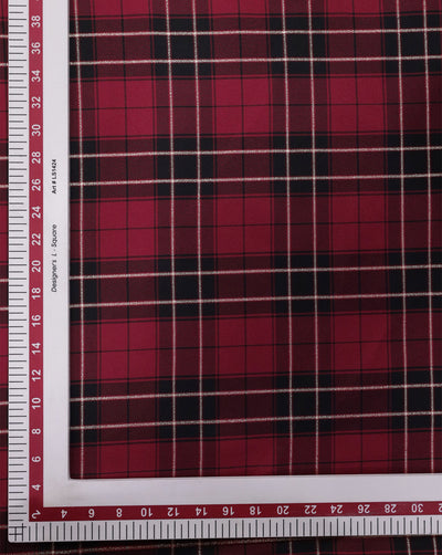 RED & BLACK CHECKS DESIGN POLYESTER JACQUARD FABRIC