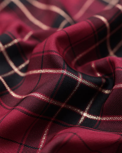 RED & BLACK CHECKS DESIGN POLYESTER JACQUARD FABRIC