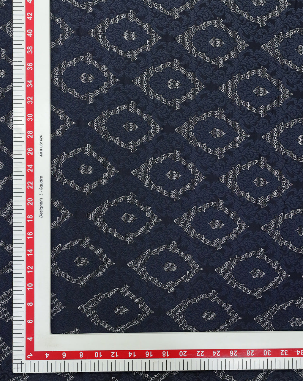 DARK NAVY BLUE ABSTRACT DESIGN POLYESTER JACQUARD FABRIC