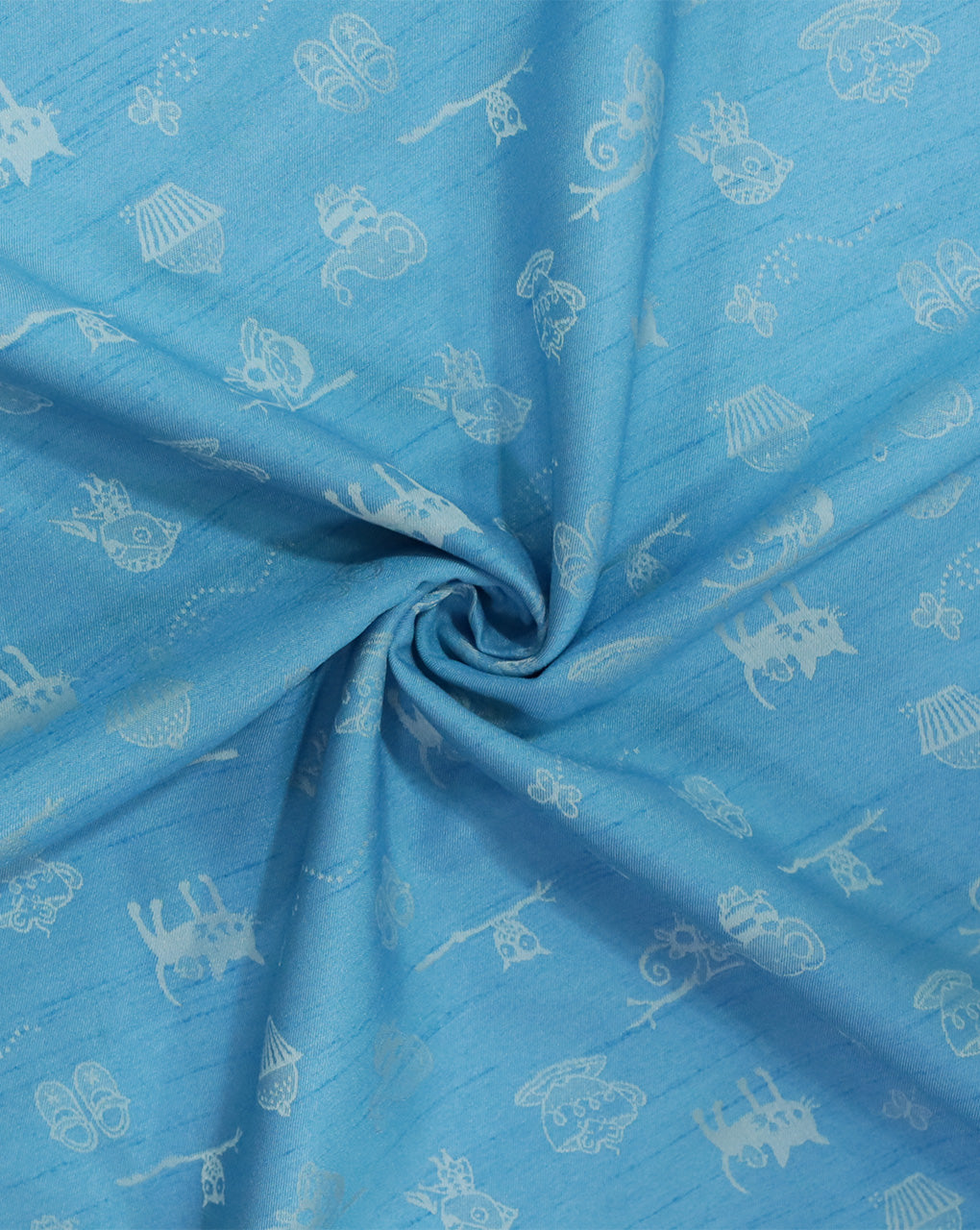 BLUE OBJECTS PATTERN POLYESTER JACQUARD FABRIC