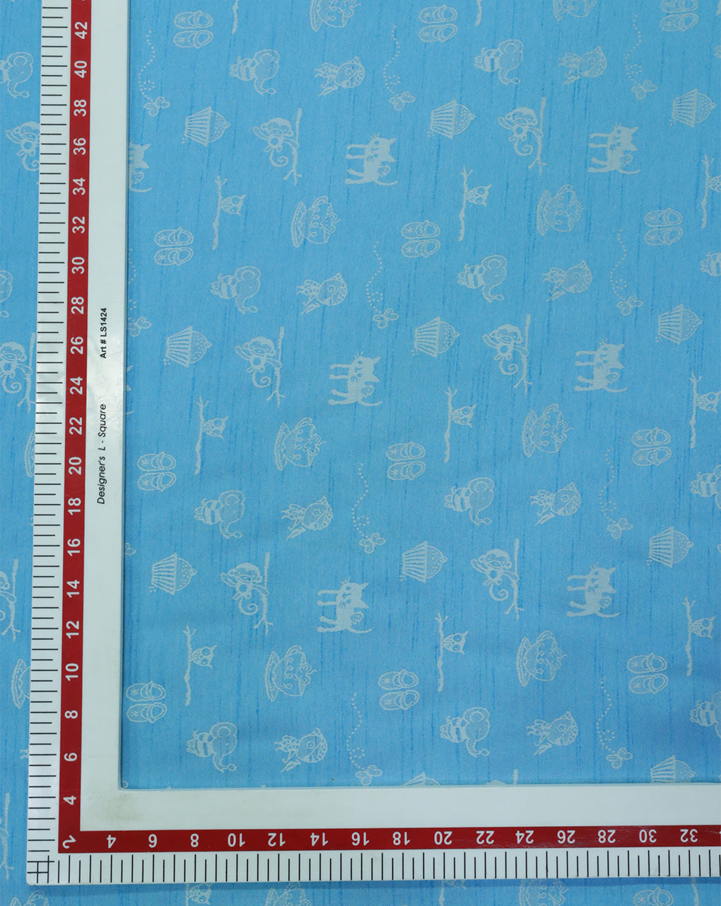 BLUE OBJECTS PATTERN POLYESTER JACQUARD FABRIC