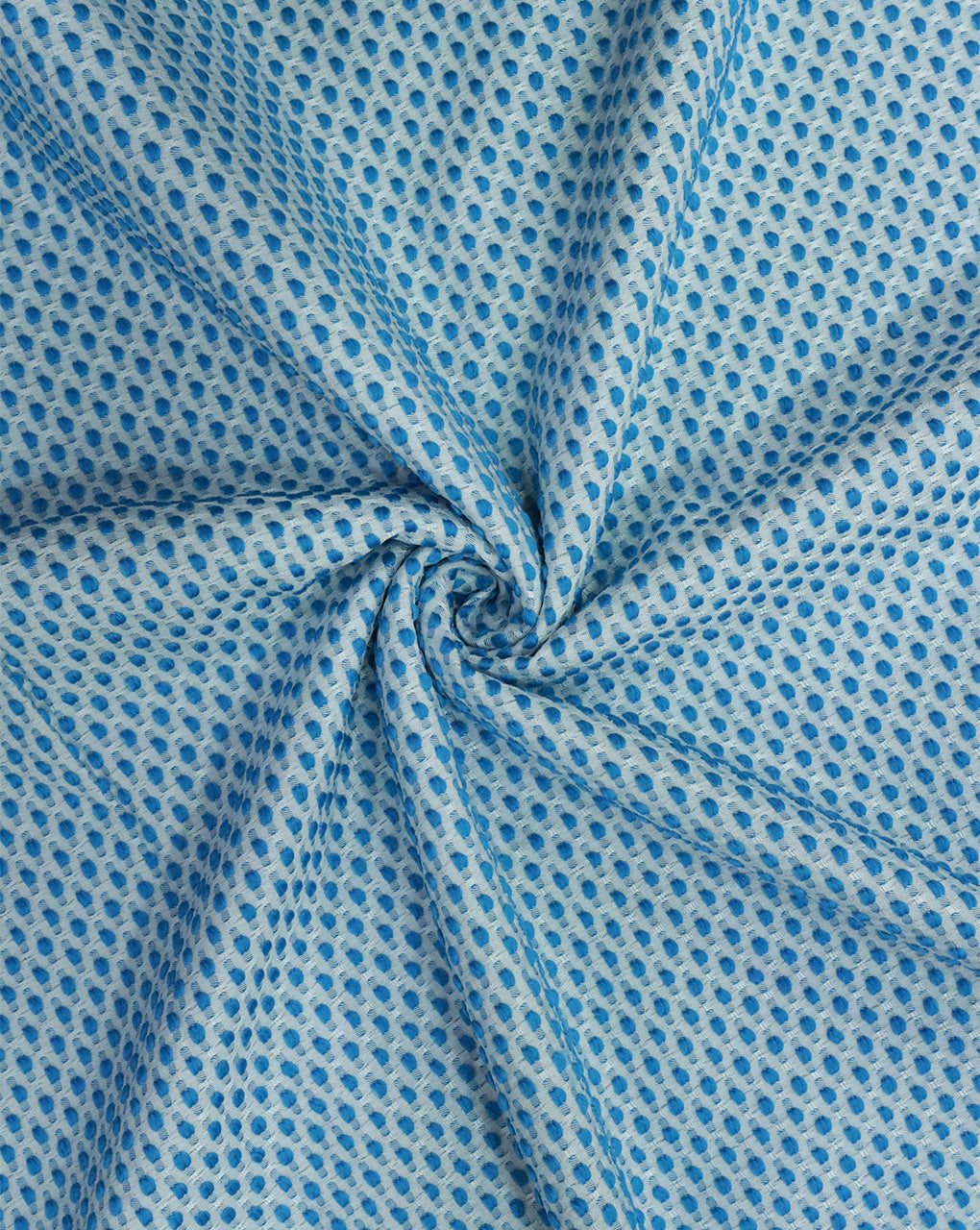 WHITE & BLUE DOTS DESIGN POLYESTER JACQUARD FABRIC