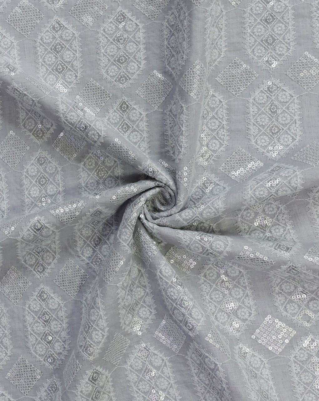 GREY COLOR ABSTRACT DESIGN LINEN EMBROIDERY FABRIC