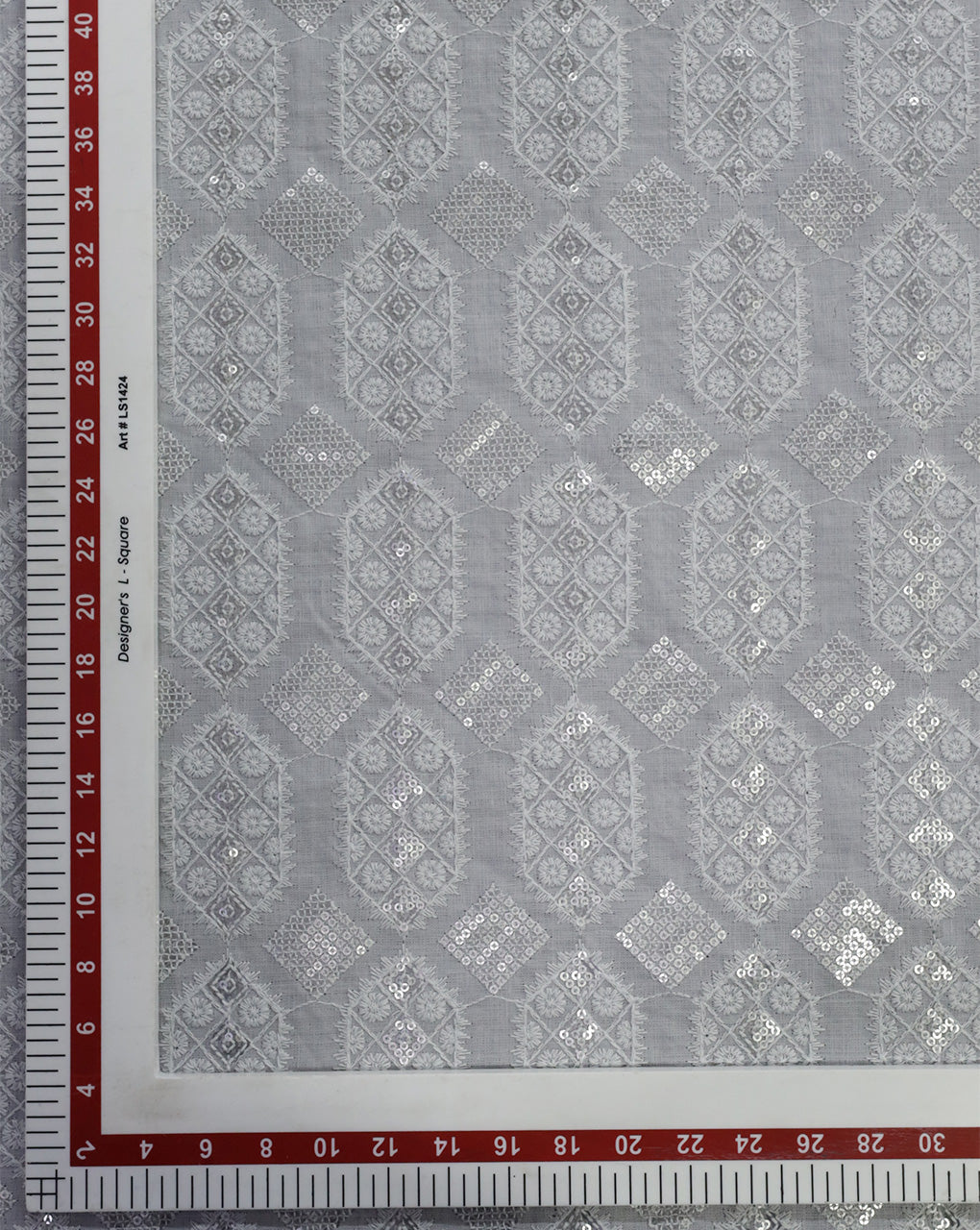 GREY COLOR ABSTRACT DESIGN LINEN EMBROIDERY FABRIC