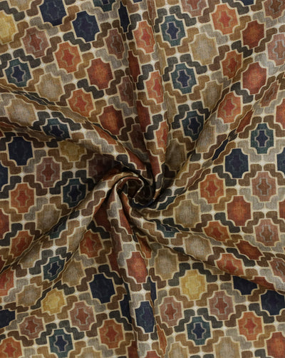 MULTICOLOR ABSTRACT DESIGN LINEN PRINTED FABRIC (WIDTH 58 INCHES)