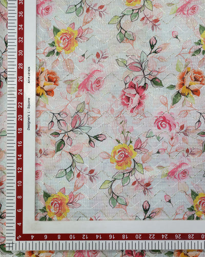 MULTICOLOR FLORAL DESIGN POLYESTER DUPION PRINTED FABRIC