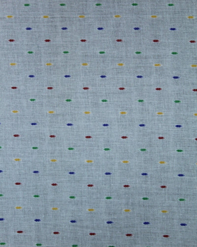 White Multicolor Dot Cotton Dobby Fabric